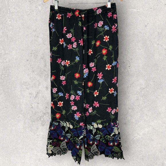 French Connection Wide Leg Crochet Floral Boho Pants Lyocell Lace Mix Trousers 2 - Picture 15 of 15